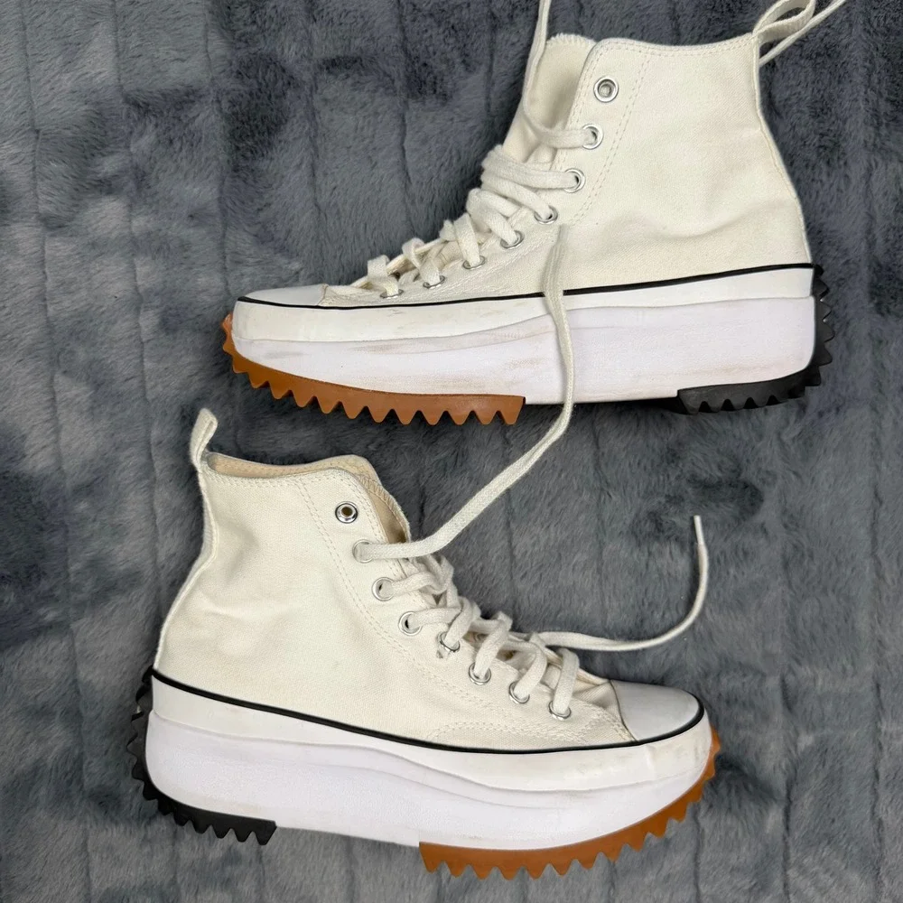 Converse Run Star Hike Sneakers Womens 8 White Platform High Top 166799C